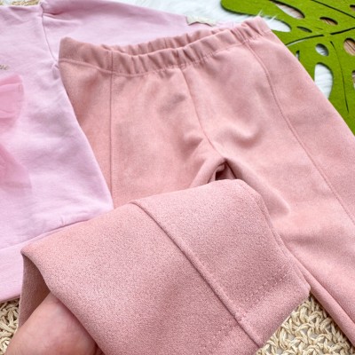 Conj. Blusa Manga Longa Laço Lovely Girls e Calça Legging - Rose